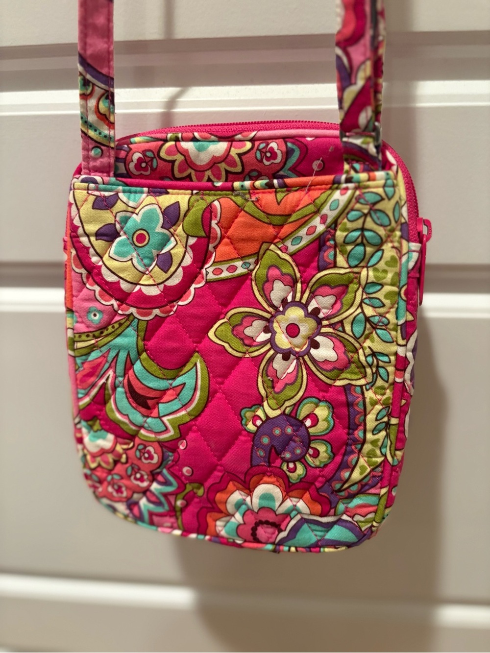 Vera Bradley Hot Pink Multicolor Floral Quilted Crossbody